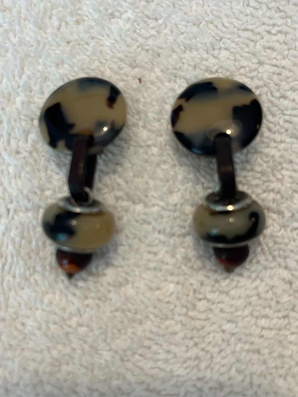 Tortoiseshell Drop Clip-On Earrings — Black & Cream Made In Italy